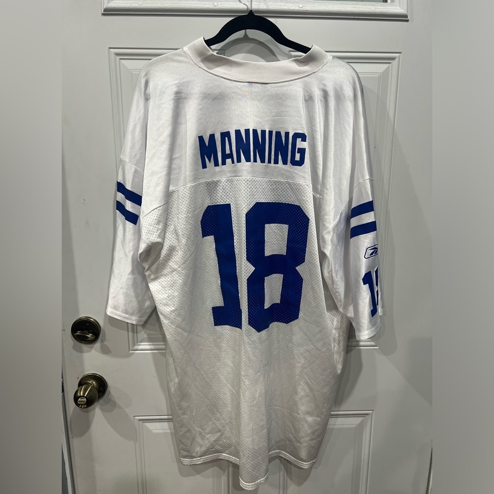 Peyton Manning Reebok White and Blue Men's Jersey #18